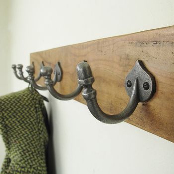 Wooden Coat Rack With Antique Iron Wiltshire Hooks, 2 of 2