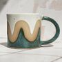 Handmade Ceramic Green Wavy Mug, thumbnail 1 of 4