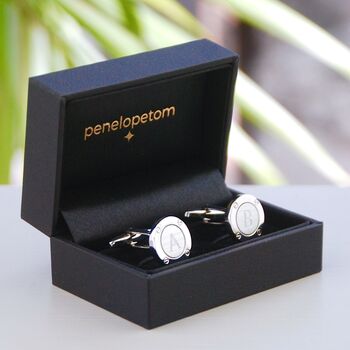 Personalised Silver Porthole Initial Cufflinks, 3 of 7