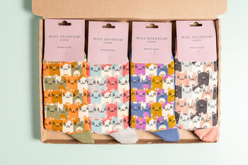 Cat Bamboo Socks Letterbox Giftbox, 3 of 3