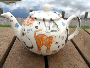 Two Cup Teapot In Cats And Kittens Design, 2 of 10