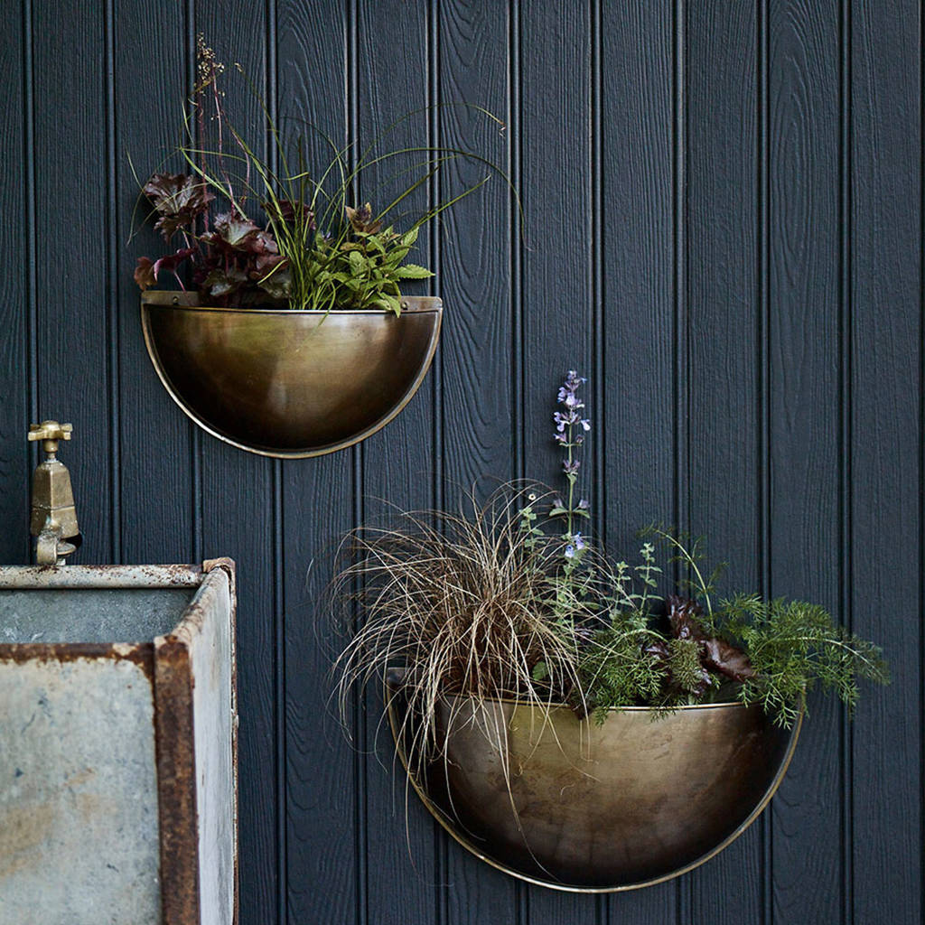 Sola Brass Wall Planter, 1 of 8