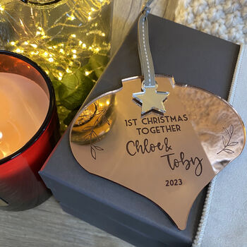 Personalised Christmas Rose Gold Onion Decoration 23, 2 of 7