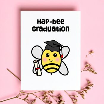 Happy Graduation Card Hap Bee Bumblebee Card, 2 of 4