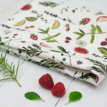 Gin Garnish Watercolour Botanicals Tea Towel, 3 of 5