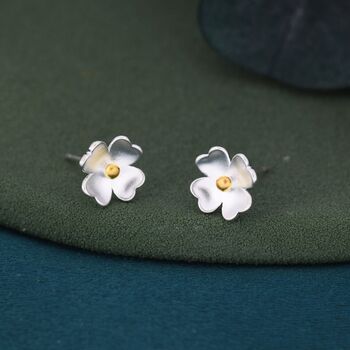 Buttercup Flower Stud Earrings In Sterling Silver, 5 of 12