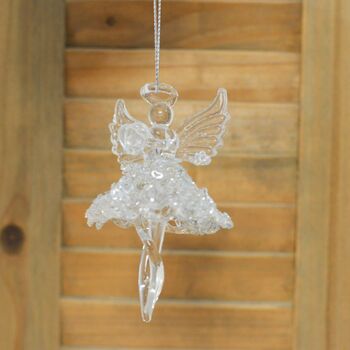 Glass Hanging Dancing Angel Christmas Tree Decoration, 4 of 4