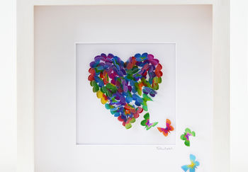 Framed Handmade 3D Colourful Butterfly Heart, 2 of 7