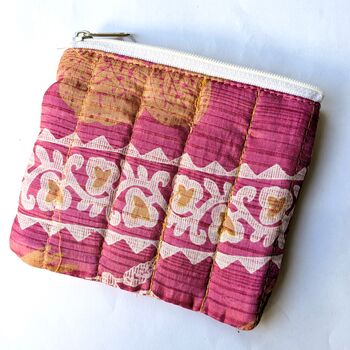 Colourful Quilted Mini Sari Pouches: Assorted Colours And Patterns, 2 of 8