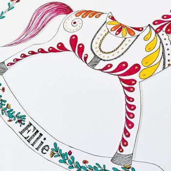 Personalised Children's Rocking Horse Original Artwork, 3 of 6