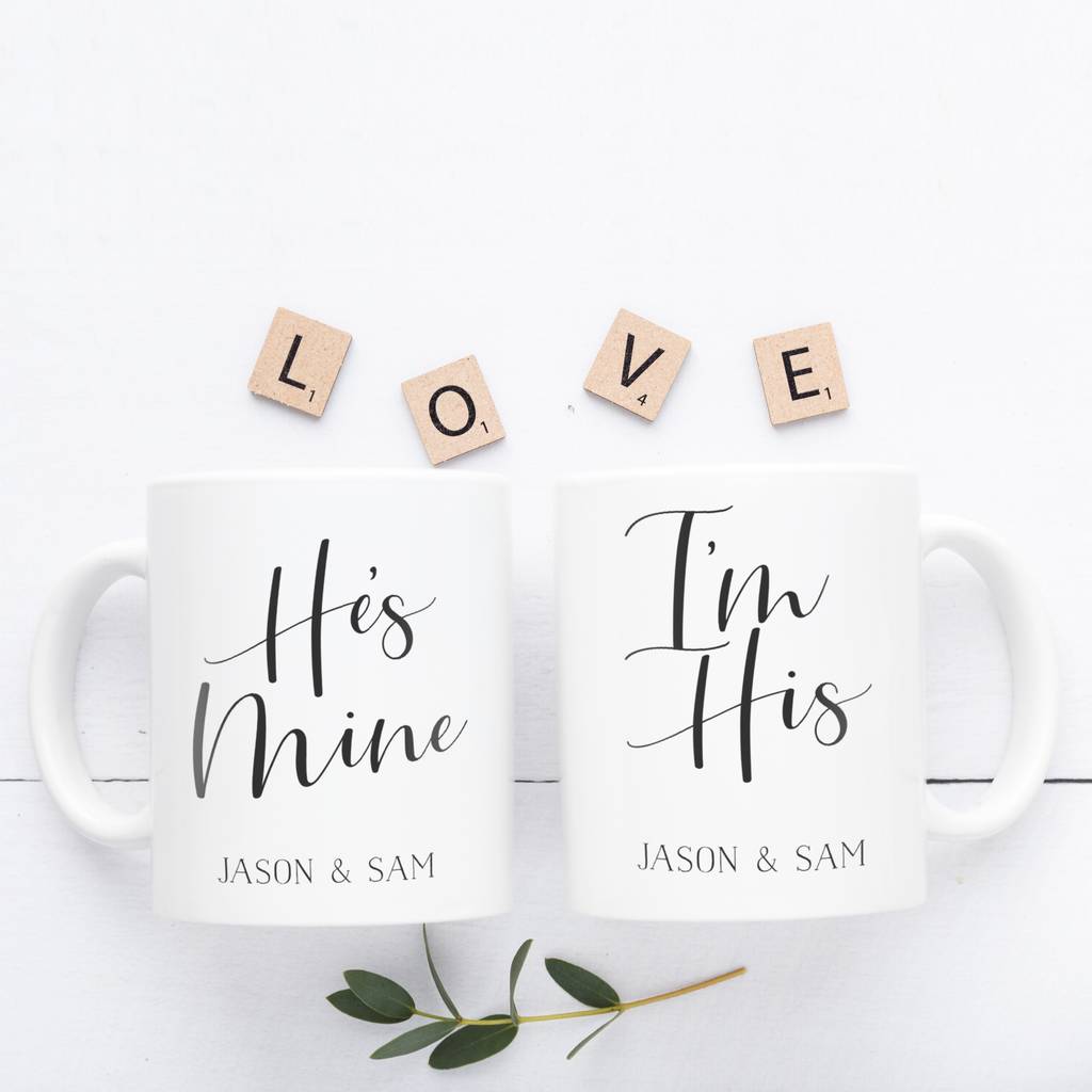 Personalised 'I'm His' 'He's Mine' Couples Mug Set