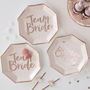 Rose Gold Foiled Team Bride Hen Party Paper Plate, thumbnail 1 of 3