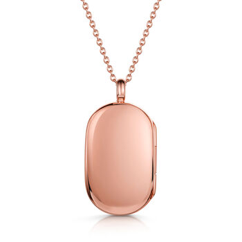 Mens 18 K Rose Gold Plated Oval Tag Locket, 6 of 6