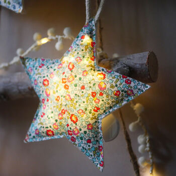 Liberty Print Fairy Light Star Tree Decoration, 3 of 6
