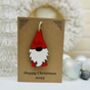 Personalised Gonk Christmas Card Wood Gnome Decoration, thumbnail 9 of 10