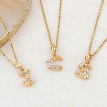 18ct Gold Plated Flower Initial Necklace, 3 of 5