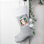 Personalised Christmas Santa Grey Stocking, thumbnail 1 of 3