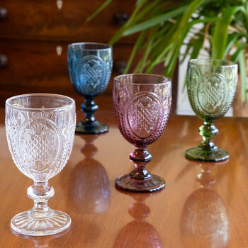 Four Luxury Embossed Wine Glasses, 3 of 5
