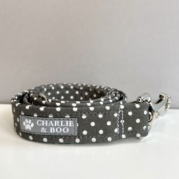 Grey Polka Dot Collar And Lead For Girl And Boy Dogs, 4 of 7