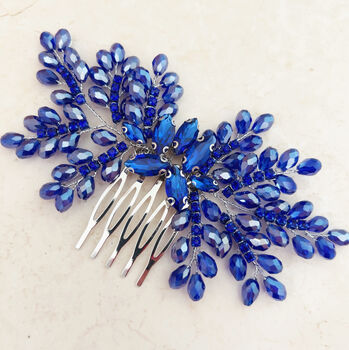 Royal Blue Bow Crystal Headpiece, 6 of 6