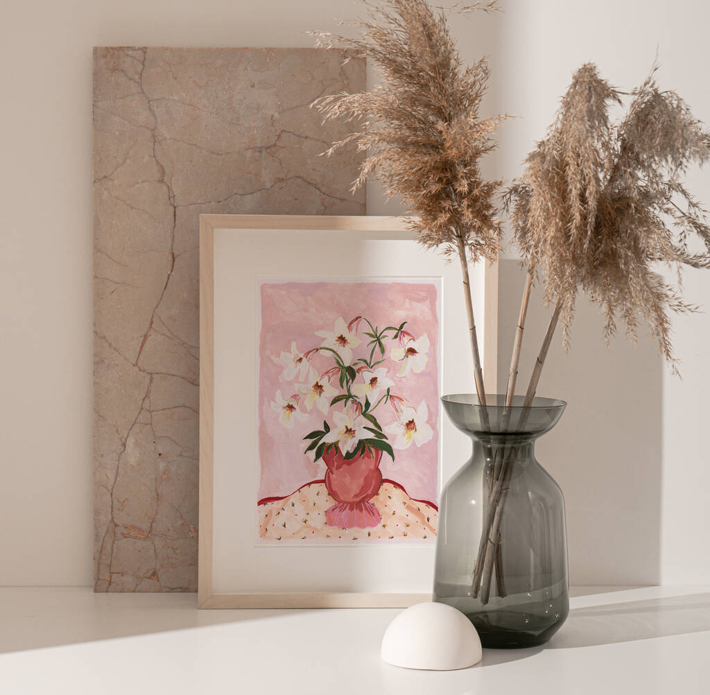 Pink Flower Vase Art Print, 1 of 5