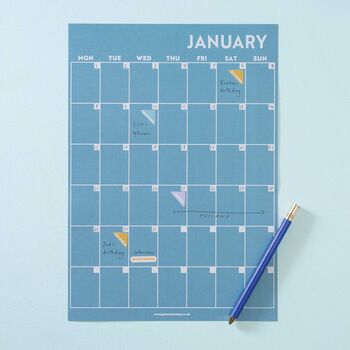 A4 Monthly Undated Wall Planner | 12 Pages | Blue Green, 9 of 10