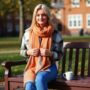Equestrian Snaffle Bit Print Scarf | Petrol Blue And Orange, thumbnail 8 of 12