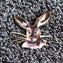 Inky Hare Eco Wooden Pin Brooch, thumbnail 2 of 6