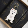 West Highland Terrier Dog Wooden Keyring With Optional Christmas Card, thumbnail 9 of 11