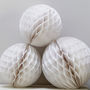Three White Honeycomb Ball Decorations, thumbnail 1 of 2