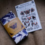Traditional Tattoo Navy Blue Screen Printed Tea Towel, thumbnail 2 of 7