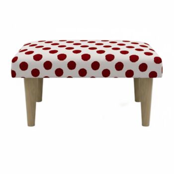 Hand Painted Upholstered Linen Square Footstool Polka Dot, 3 of 12
