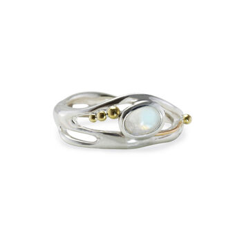 Rainbow Moonstone Ring With Gold Details, 2 of 5