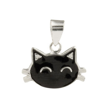 Sterling Silver Black Cat Pendant Necklace, 4 of 5