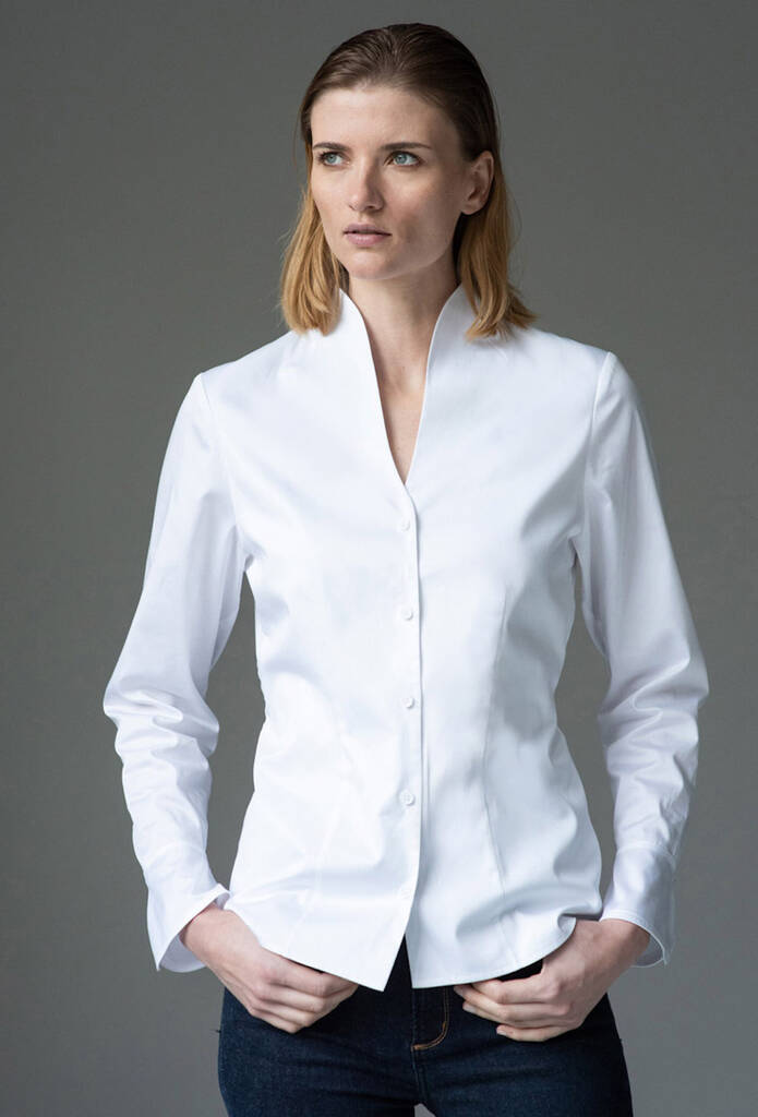 Aria Tulip Neck Cotton Shirt By The Shirt Company