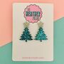 Sparkly Blue And Silver Glitter Christmas Tree Earrings, thumbnail 5 of 5