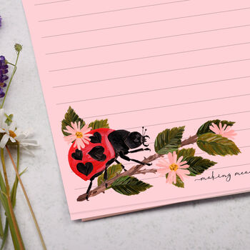 A5 Pink Letter Writing Paper With Ladybird And Brambles, 2 of 4