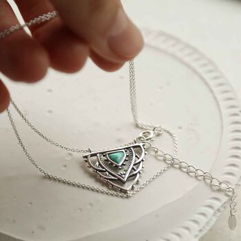 Sterling Silver Turquoise Triangle Set, 2 of 6