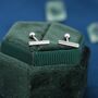 Tiny Bar Screw Back Earrings In Sterling Silver, thumbnail 3 of 11