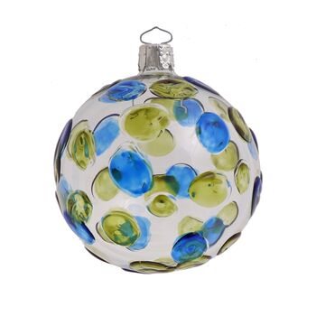 Christmas Spot Bauble, 8cm Blue/Green, 2 of 2