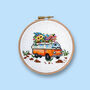 Flower Campervan Cross Stitch Kit, thumbnail 1 of 9