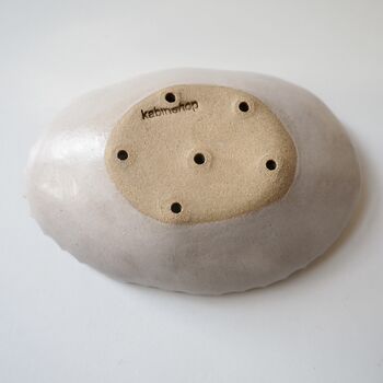 Handmade Oval Oatmeal Stoneware Pottery Soap Dish, 6 of 9