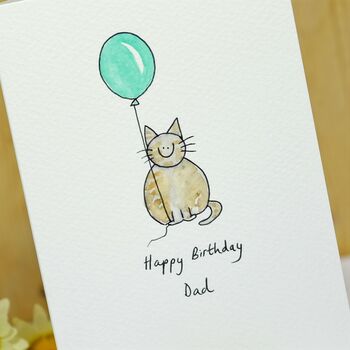 Personalised 'Cat With Balloon' Handmade Card, 4 of 9