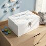 Personalised Blue Garland Baby White Keepsake Box Three Sizes, thumbnail 2 of 12