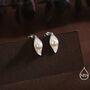 Sterling Silver Calla Lily Flower Blossom Stud Earrings With Fresh Water Pearls, thumbnail 3 of 9