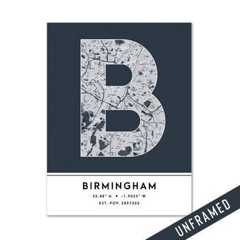 Birmingham City Map Wall Art Print, 8 of 9