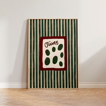Olives Striped Kitchen Wall Art Print, 2 of 8