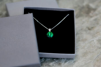 Emerald Green Fused Glass Pendant Necklace, 6 of 12