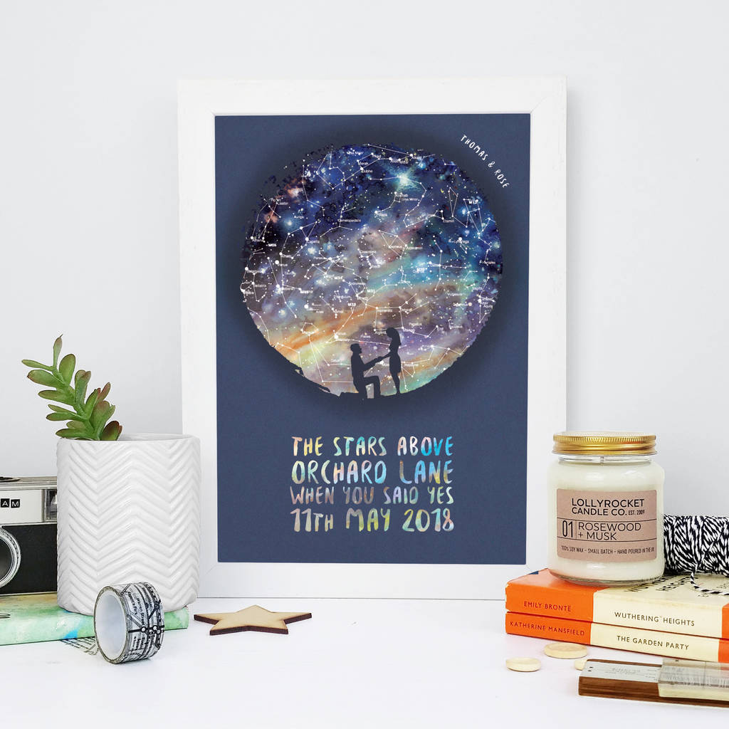 Proposal Personalised Map Of The Stars Engagement Print, 1 of 3
