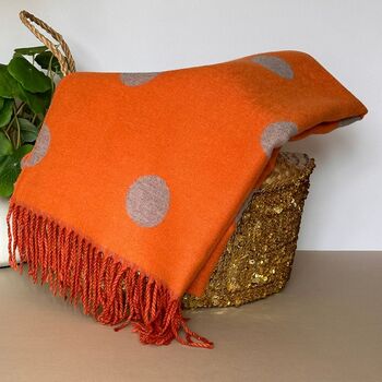Cashmere Blend Dots Scarf In Orange, 4 of 5
